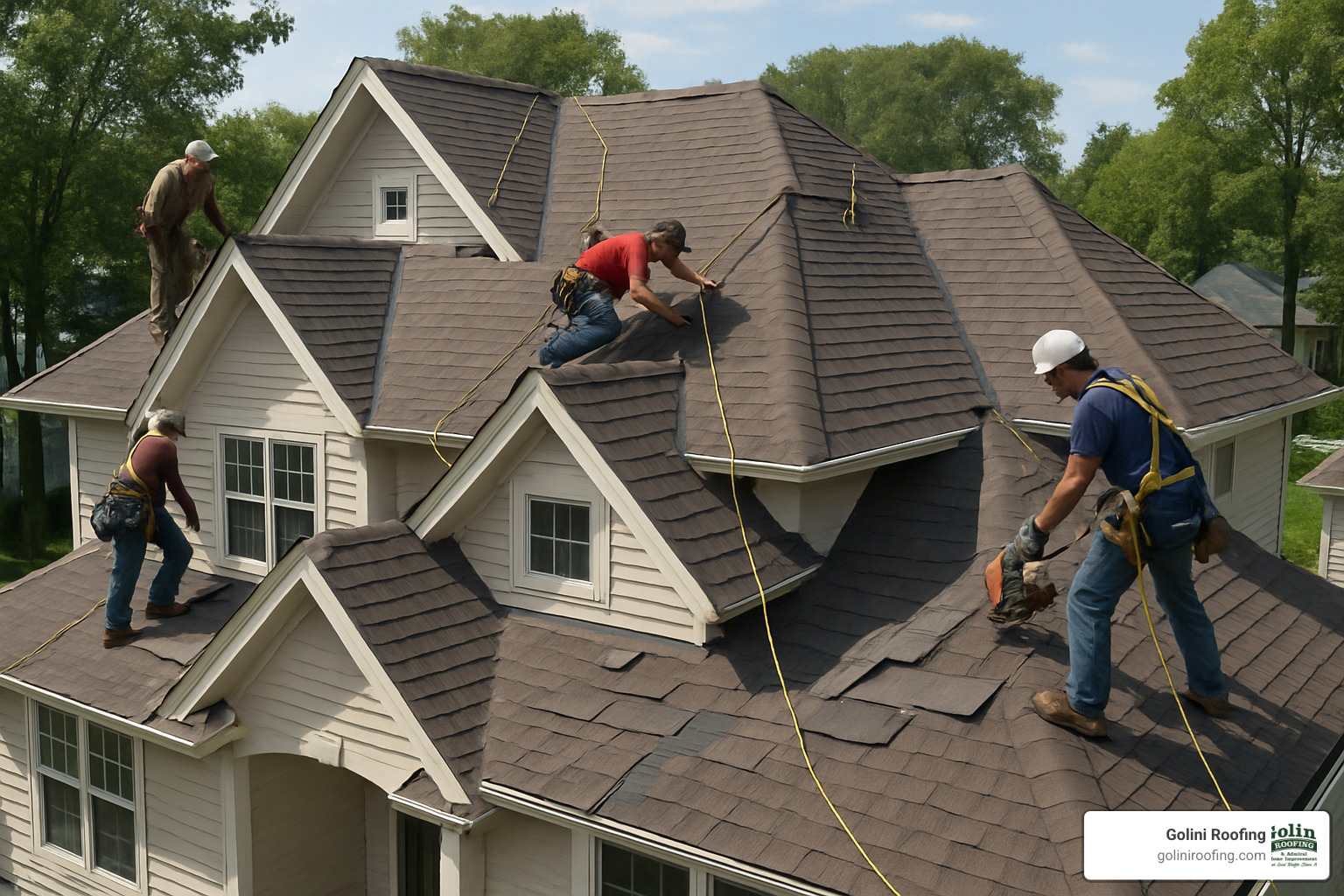 Complex hip roof with multiple dormers and valleys showing installation challenges - asphalt shingle roof estimate