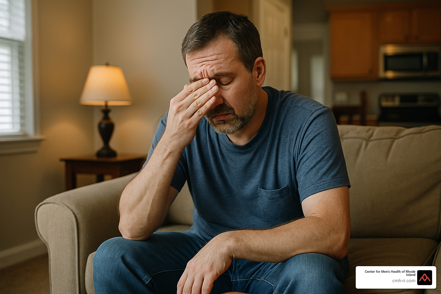 man experiencing fatigue and low energy symptoms - testosterone testing