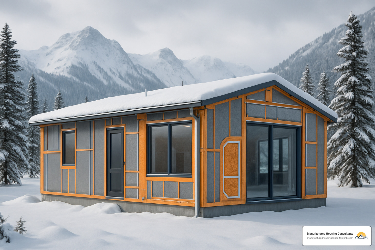 Prefab house standing strong in snowy mountain environment, demonstrating weather resistance and insulation performance in extreme cold conditions - cheap prefab houses