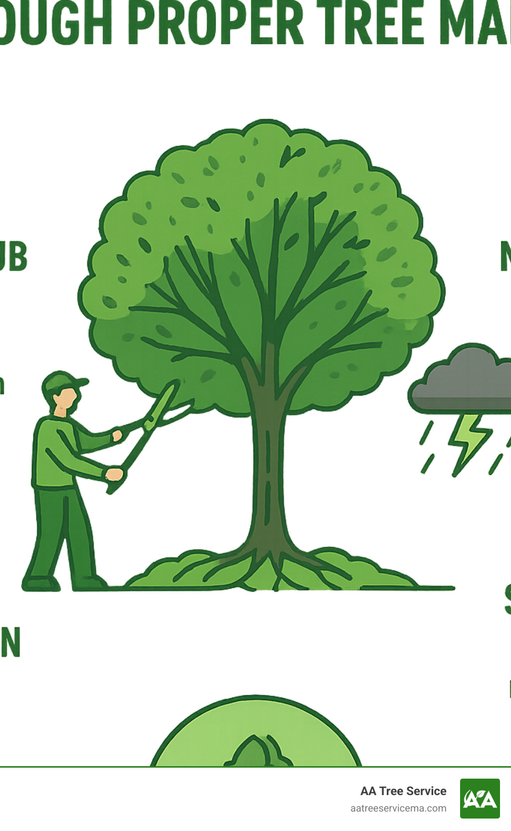 storm damage prevention through proper tree maintenance - tree and shrub service infographic 