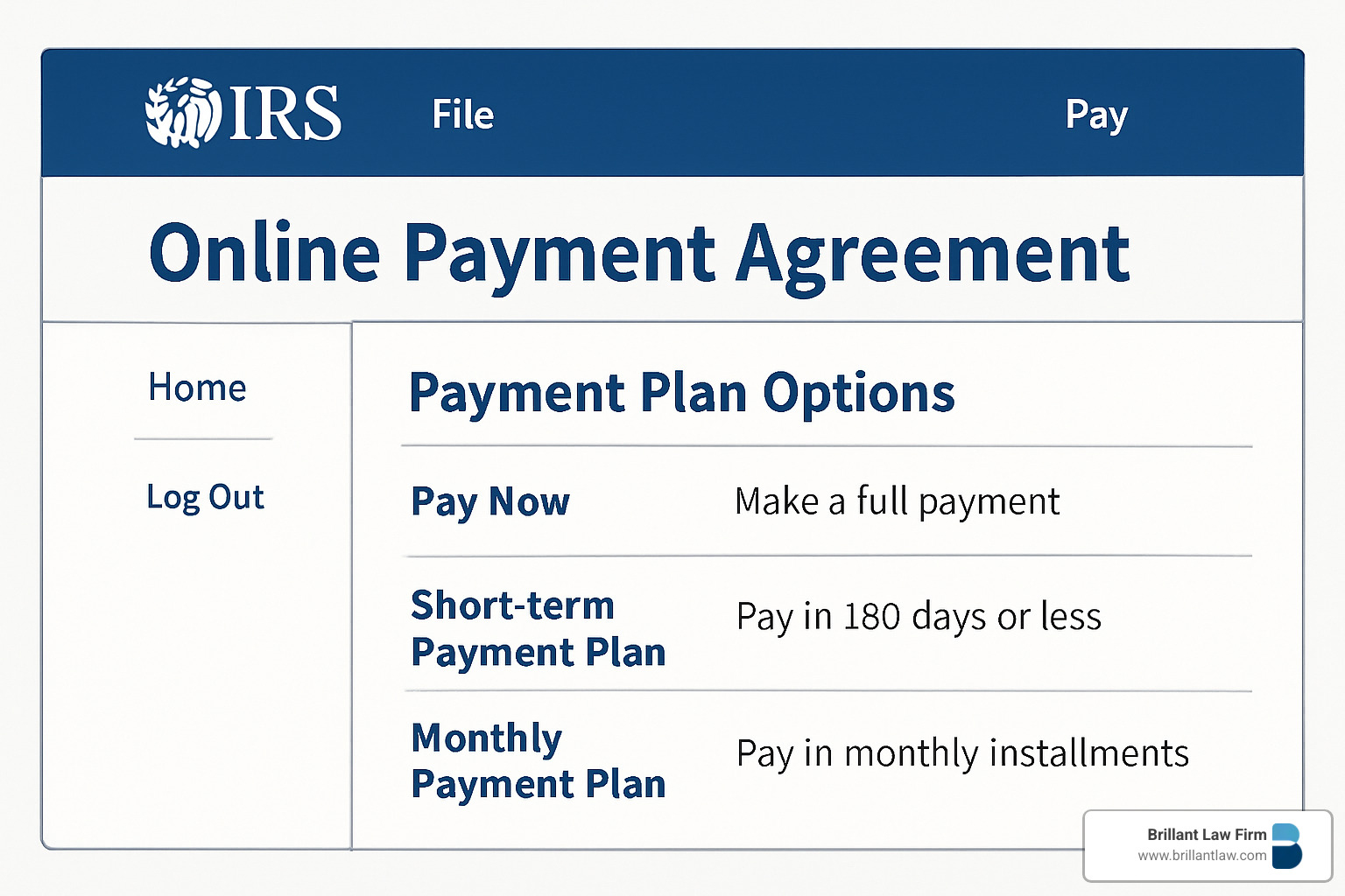 cf37f576cb347a8df079ae6b515fda019a79ca31 Tax Debt Relief 101: Mastering the IRS Installment Agreement Learn how to get tax relief with an IRS installment agreement, compare payment plans, and manage your tax debt effectively. IRS Online Payment Agreement dashboard interface - IRS installment agreement
