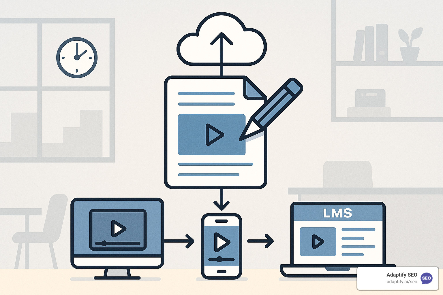 Streamlined e-content development workflow showing single-source publishing to multiple channels - e content development software