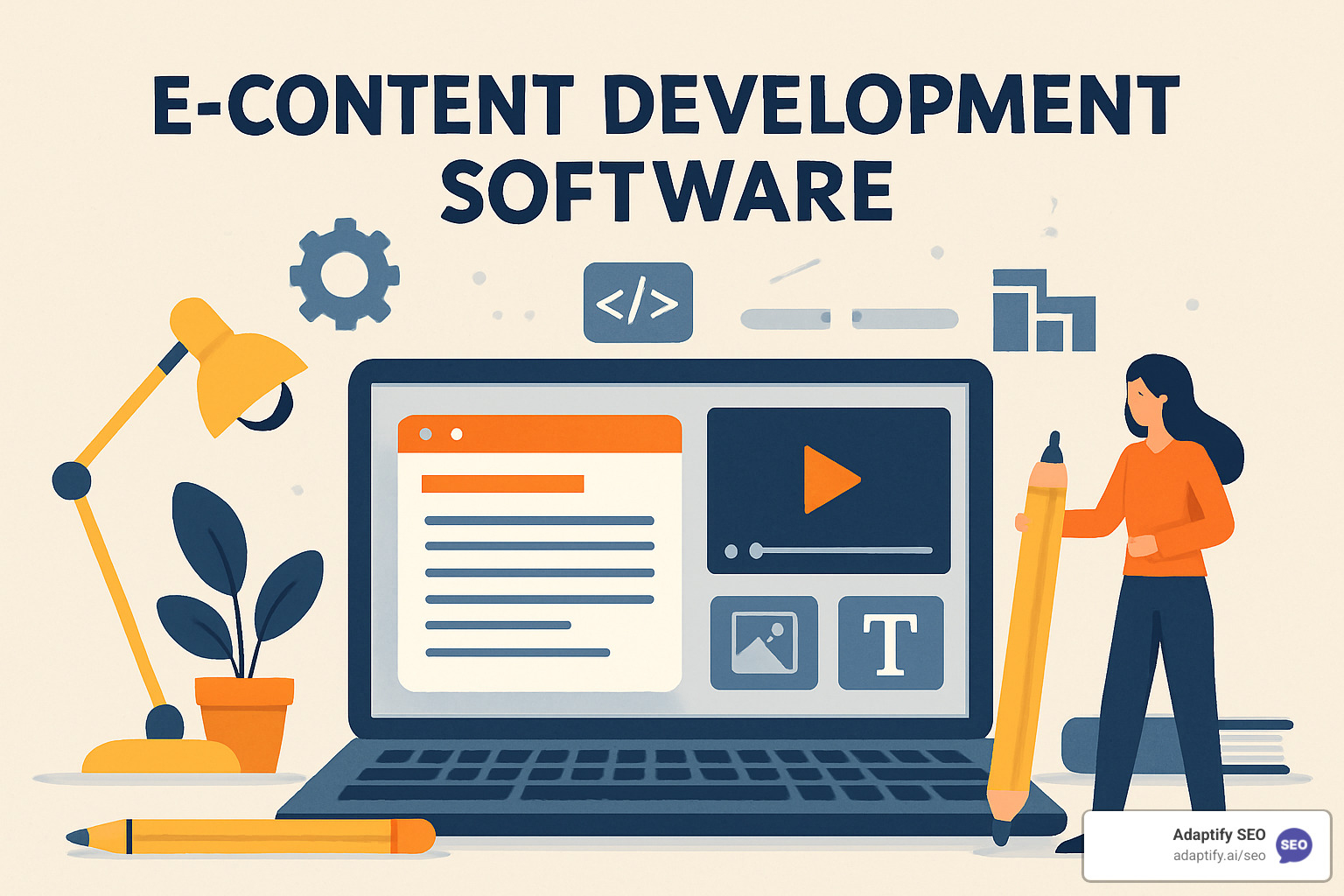 Modern e-learning authoring interface showing drag-and-drop editor, template library, and collaboration tools - e content development software