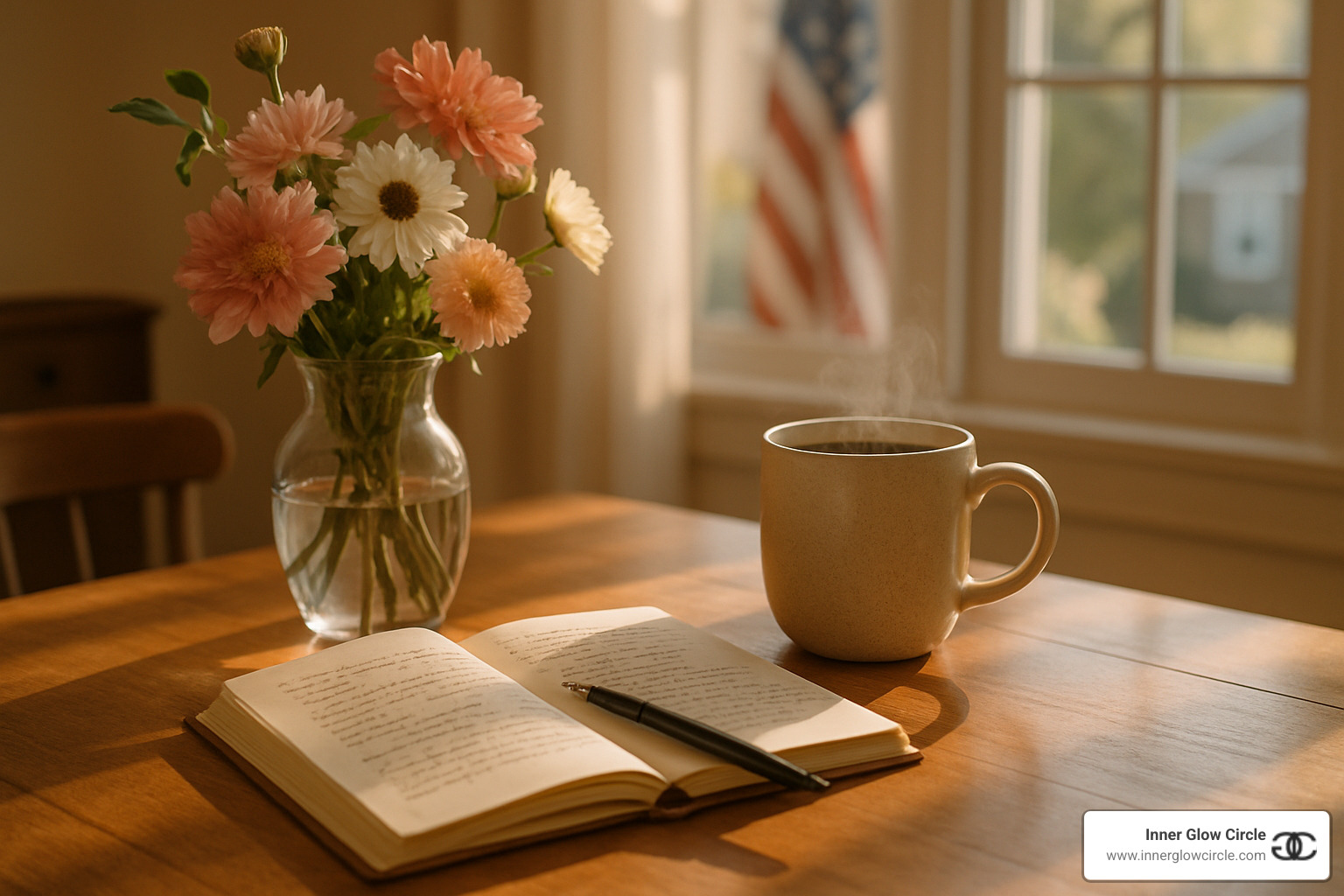 Morning ritual setup with journal and coffee - women empowerment coaching