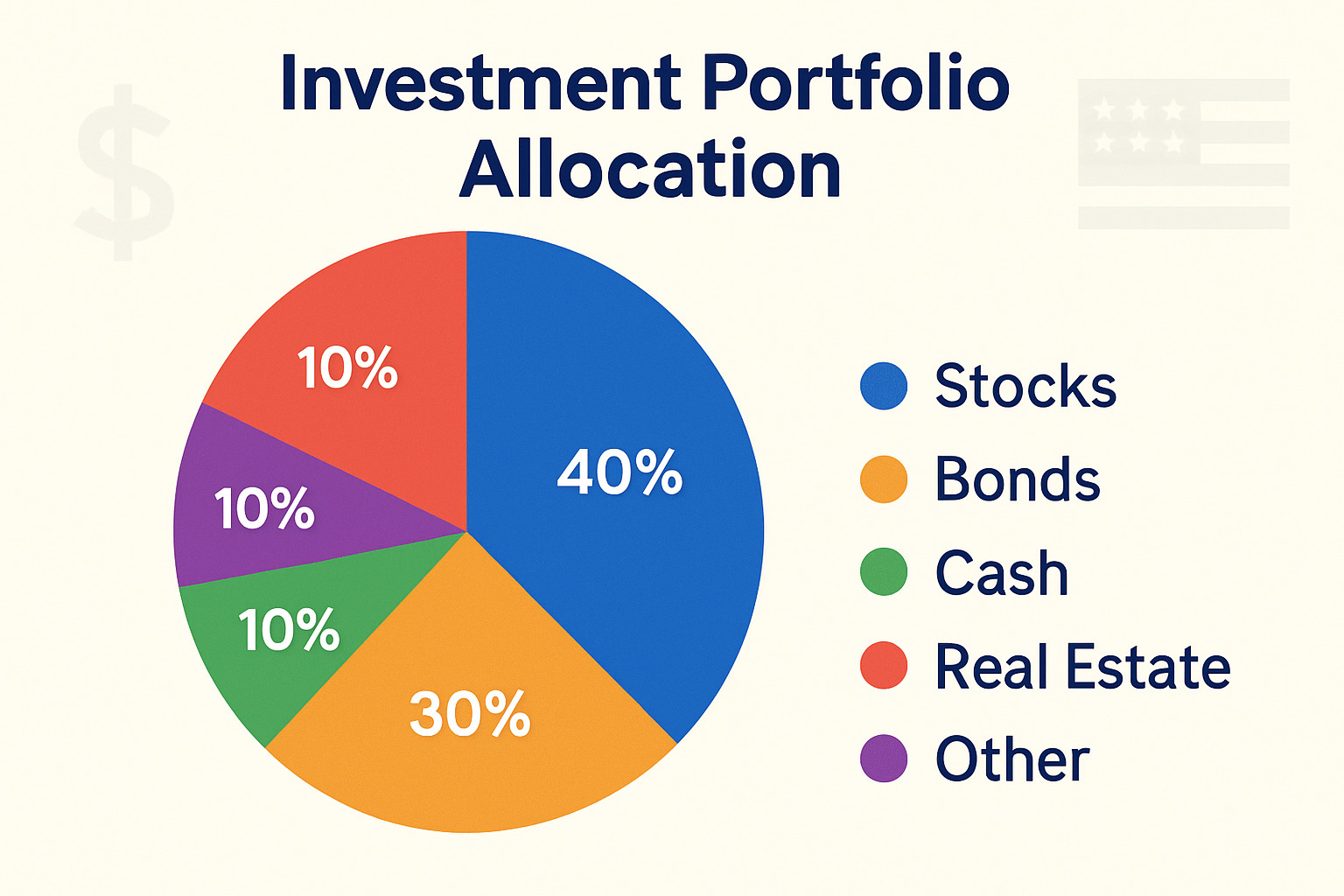 investment portfolio allocation pie chart - how to save for retirement