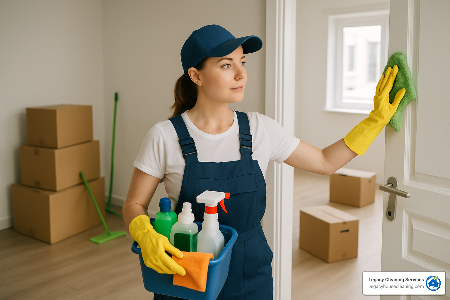 professional cleaning crew finishing apartment cleaning - apartment move out cleaning