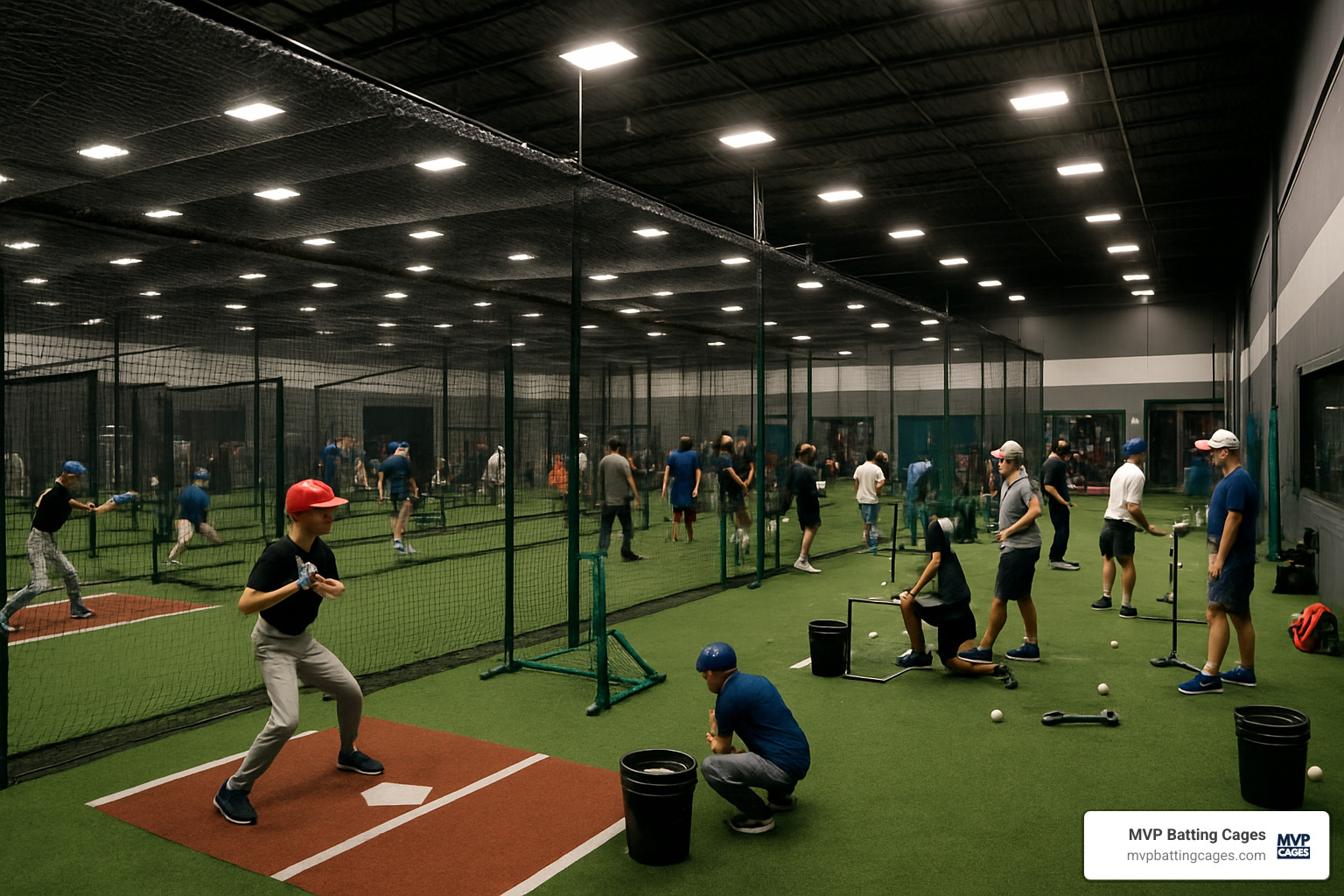 Advanced indoor baseball facility with multiple batting cages and training areas - baseball facility near me