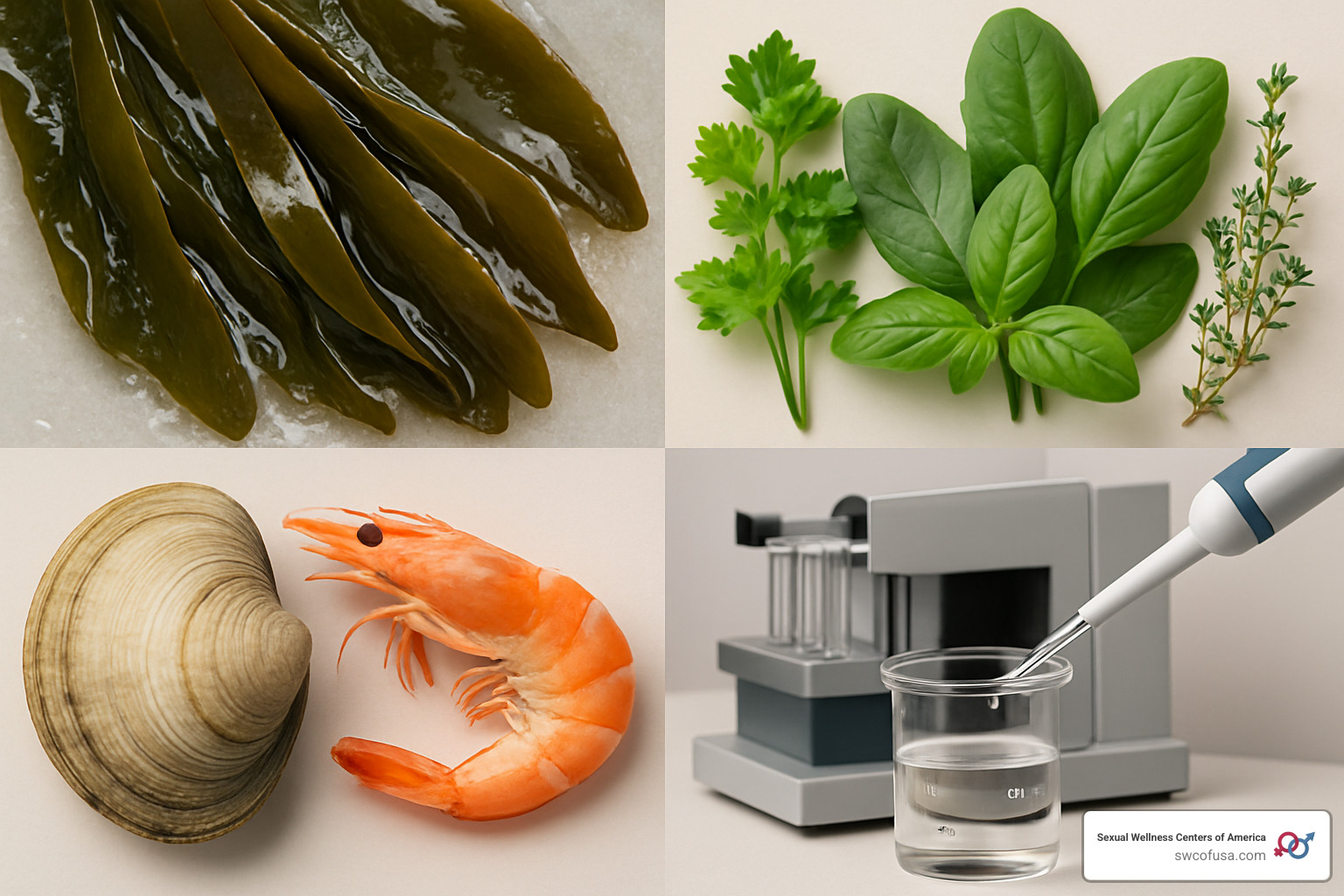 Various natural sources of bioactive peptides including marine organisms, plants, and laboratory synthesis equipment - peptide therapy for inflammation