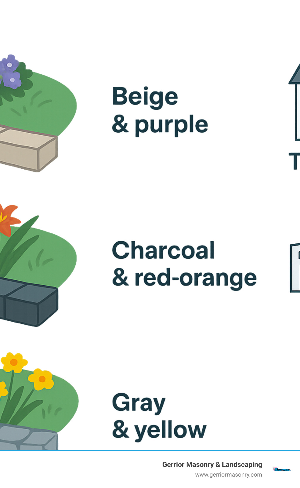 Stone Cold Gorgeous Decorative Garden Edging Options 7 Infographic showing popular stone edging color combinations with seasonal plant pairings and design style recommendations for traditional, modern, and cottage garden aesthetics - decorative stone garden edging infographic