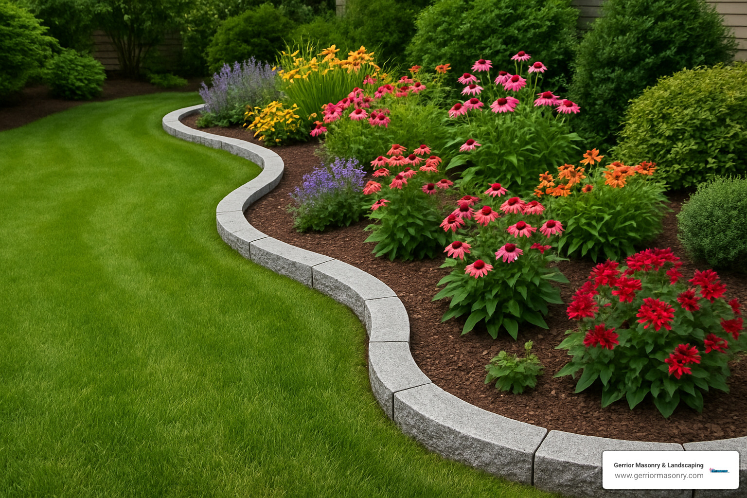 Stone Cold Gorgeous Decorative Garden Edging Options 6 serpentine granite edging creating flowing garden border - decorative stone garden edging