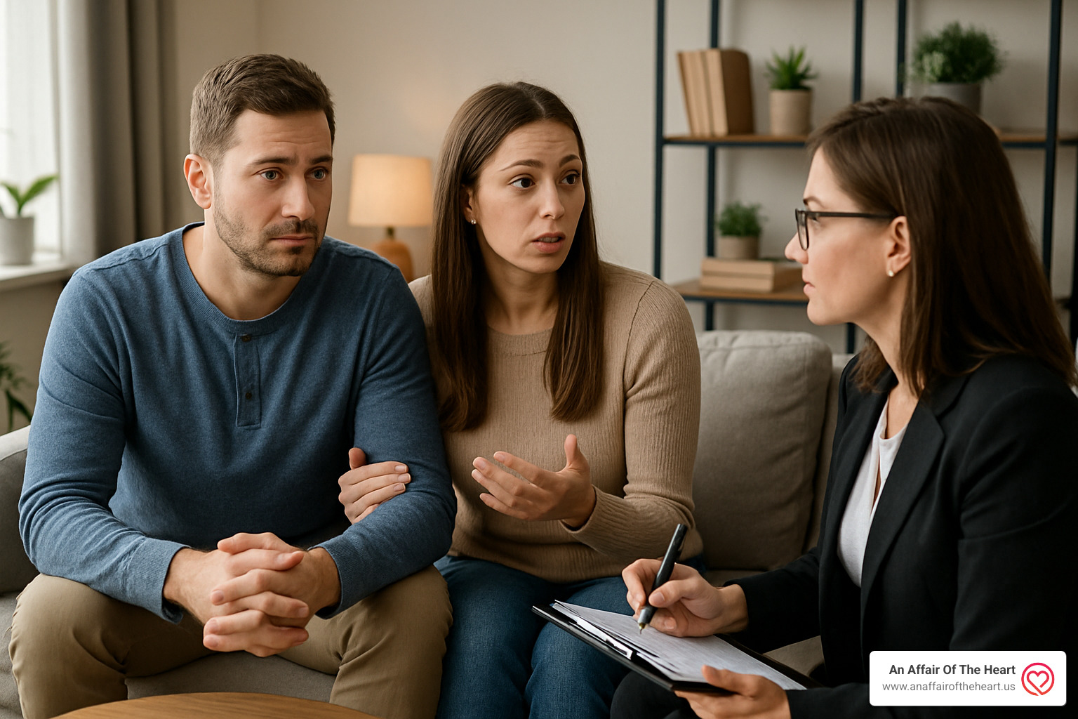couple in therapy session - save marriage retreat