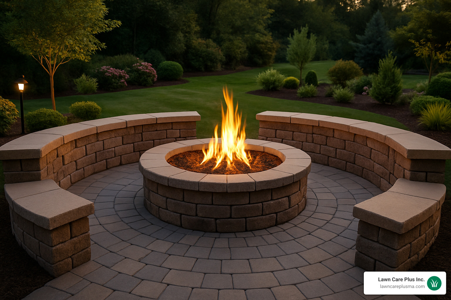 patio with fire pit and seating - patio installers near me