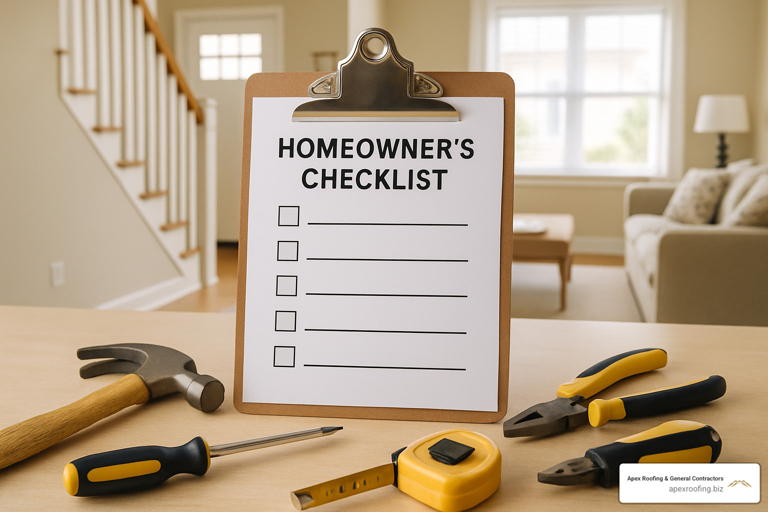 Organized homeowner checklist and tools - Local handyman contractors