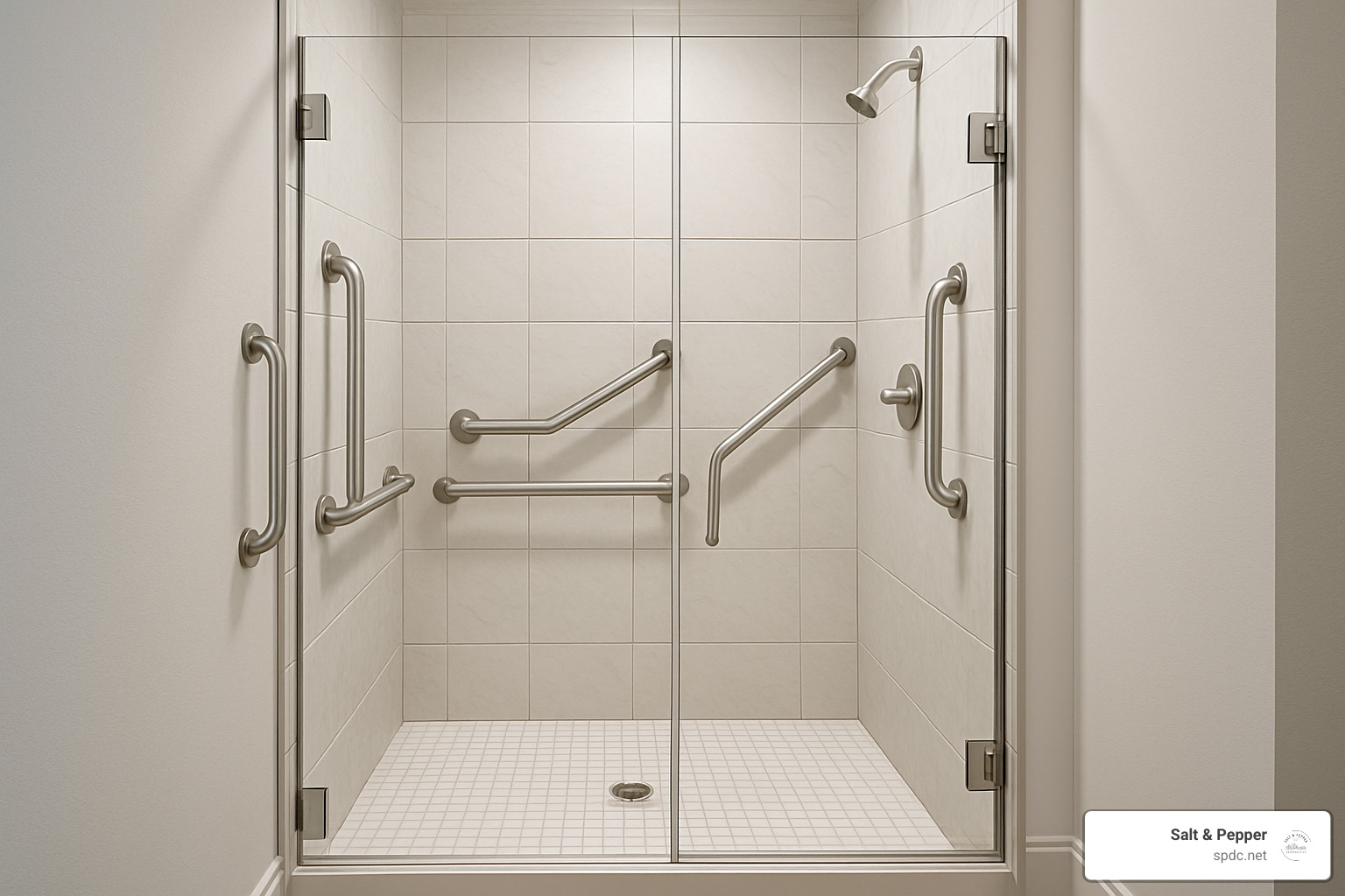 walk-in shower with grab bars - bathroom remodel clearwater