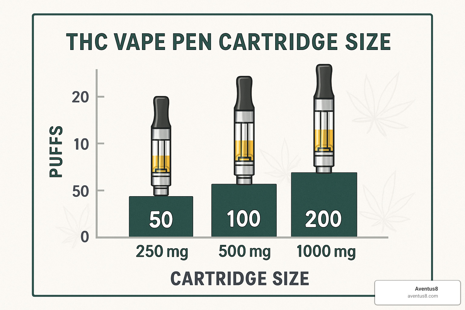 Comparison chart showing different cartridge sizes and their expected duration - how long does a thc vape pen cartridge last