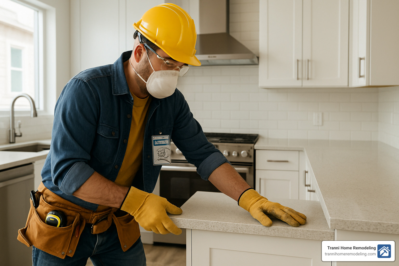 licensed contractor working on kitchen renovation - kitchen and bathroom remodel contractors