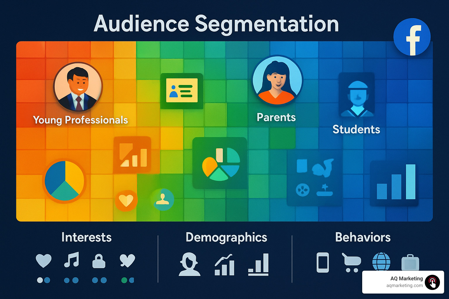 Audience segmentation heatmap showing different customer personas and targeting parameters - Facebook Marketing Agency