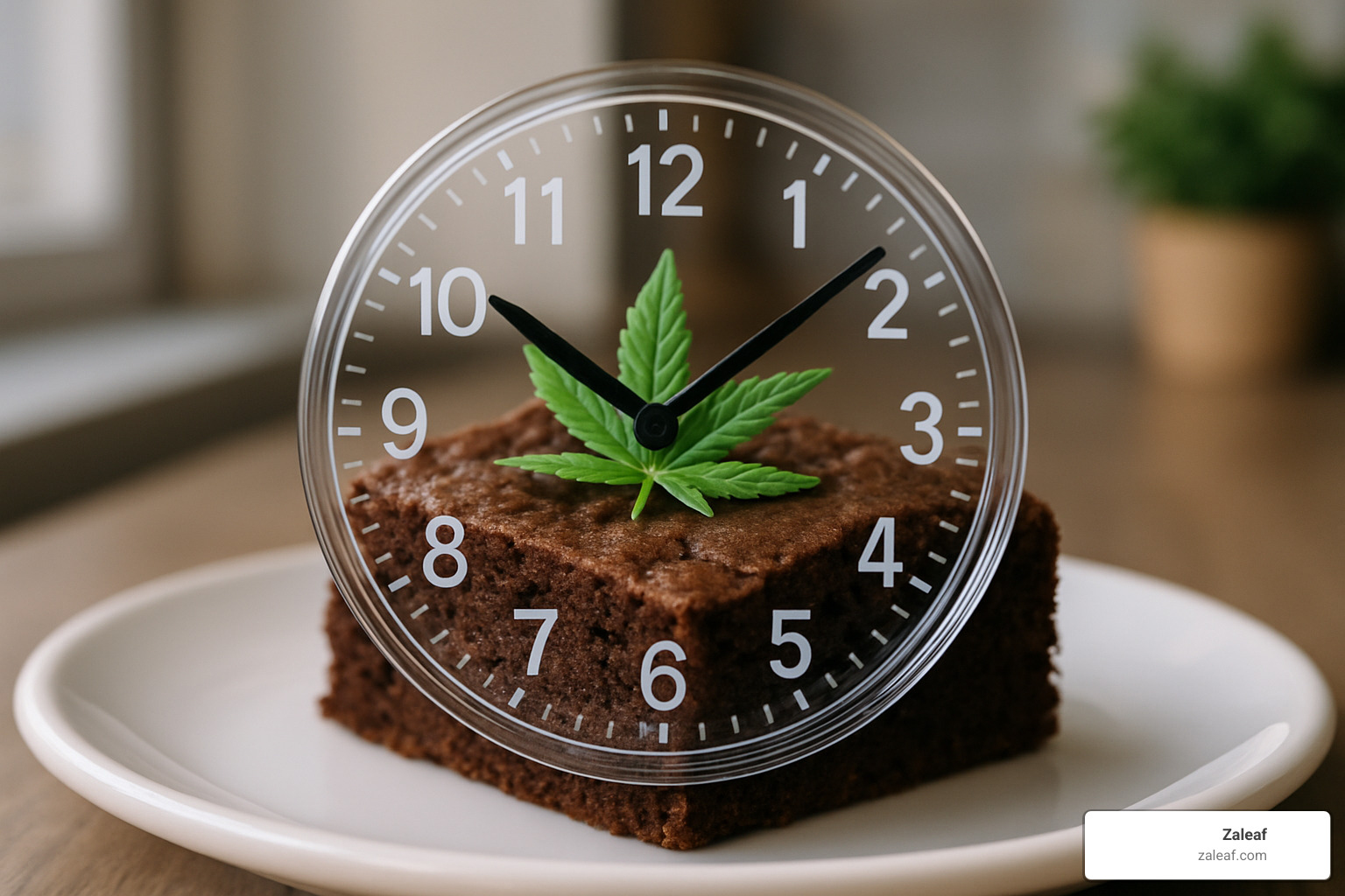 clock overlay on cannabis brownie - how long do edibles take to kick in
