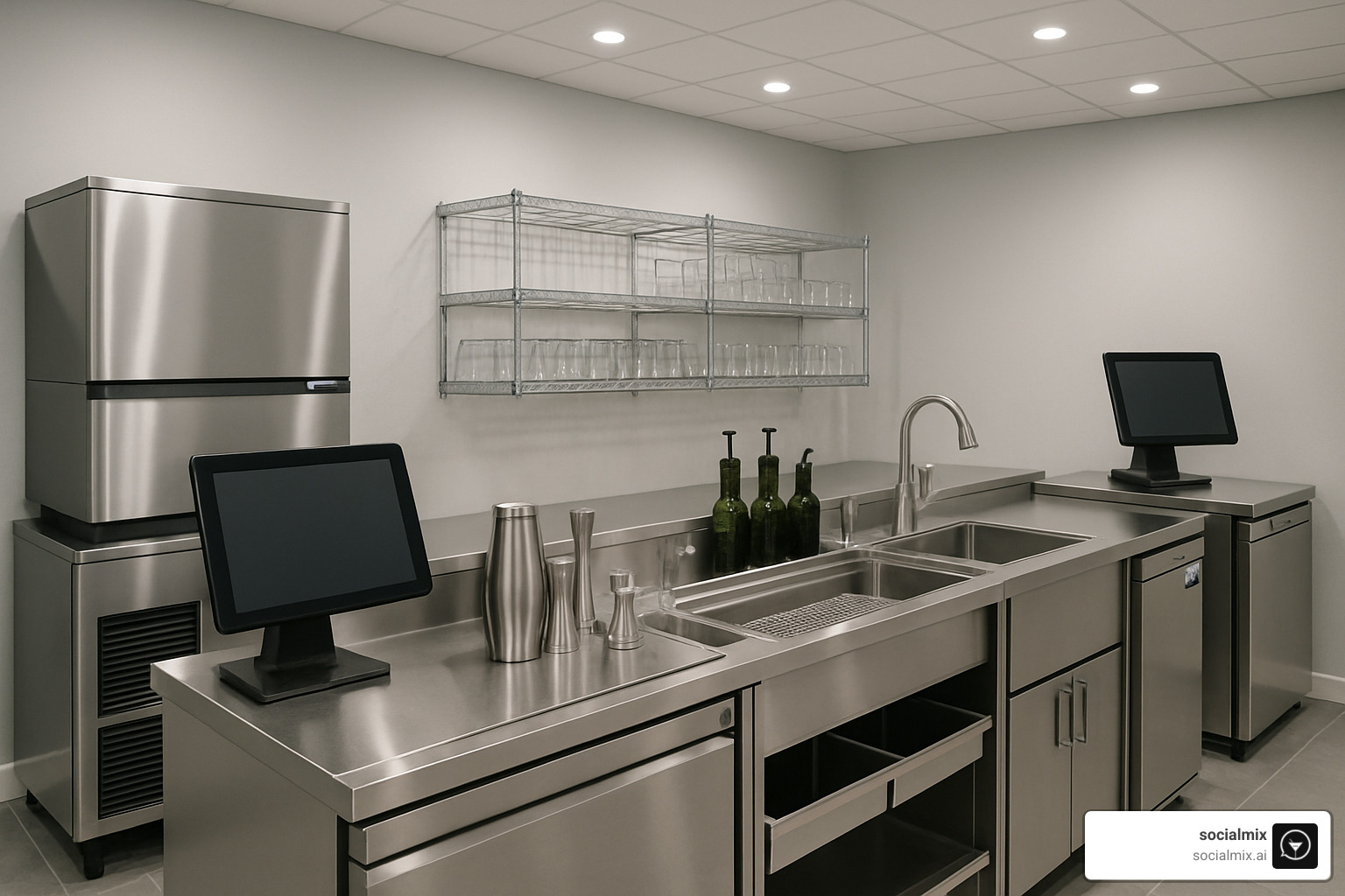 Professional equipment showroom displaying commercial bar equipment and tools - bar equipment guide