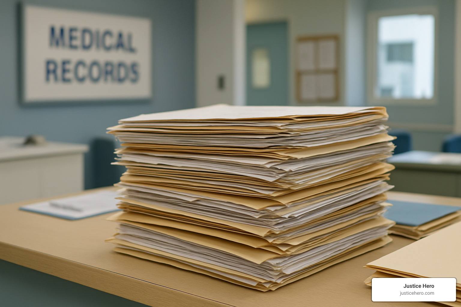 Stack of medical records and documents - action lawsuit depo provera