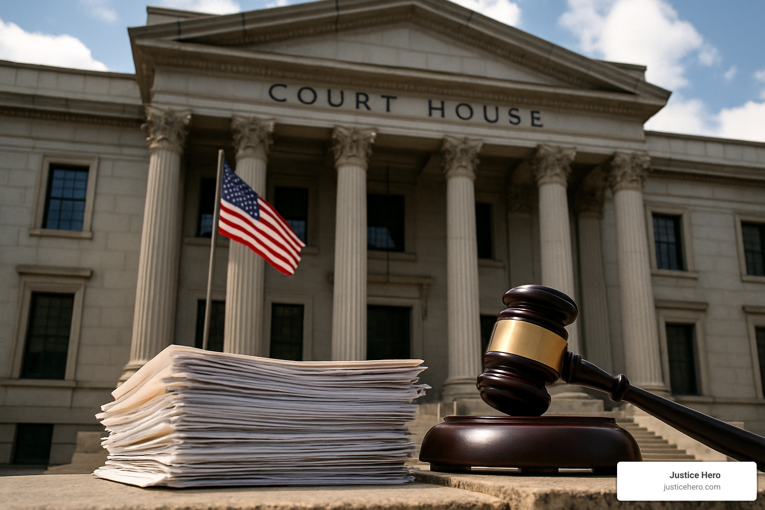 Courthouse with legal documents - action lawsuit depo provera