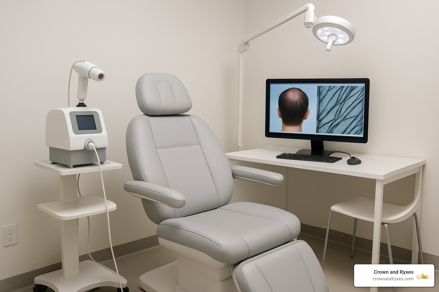 consultation room with scalp analysis equipment - mesotherapy injections for hair loss