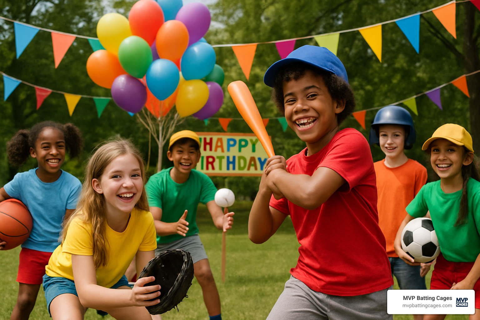 kids playing sports at birthday party - fun kids party places