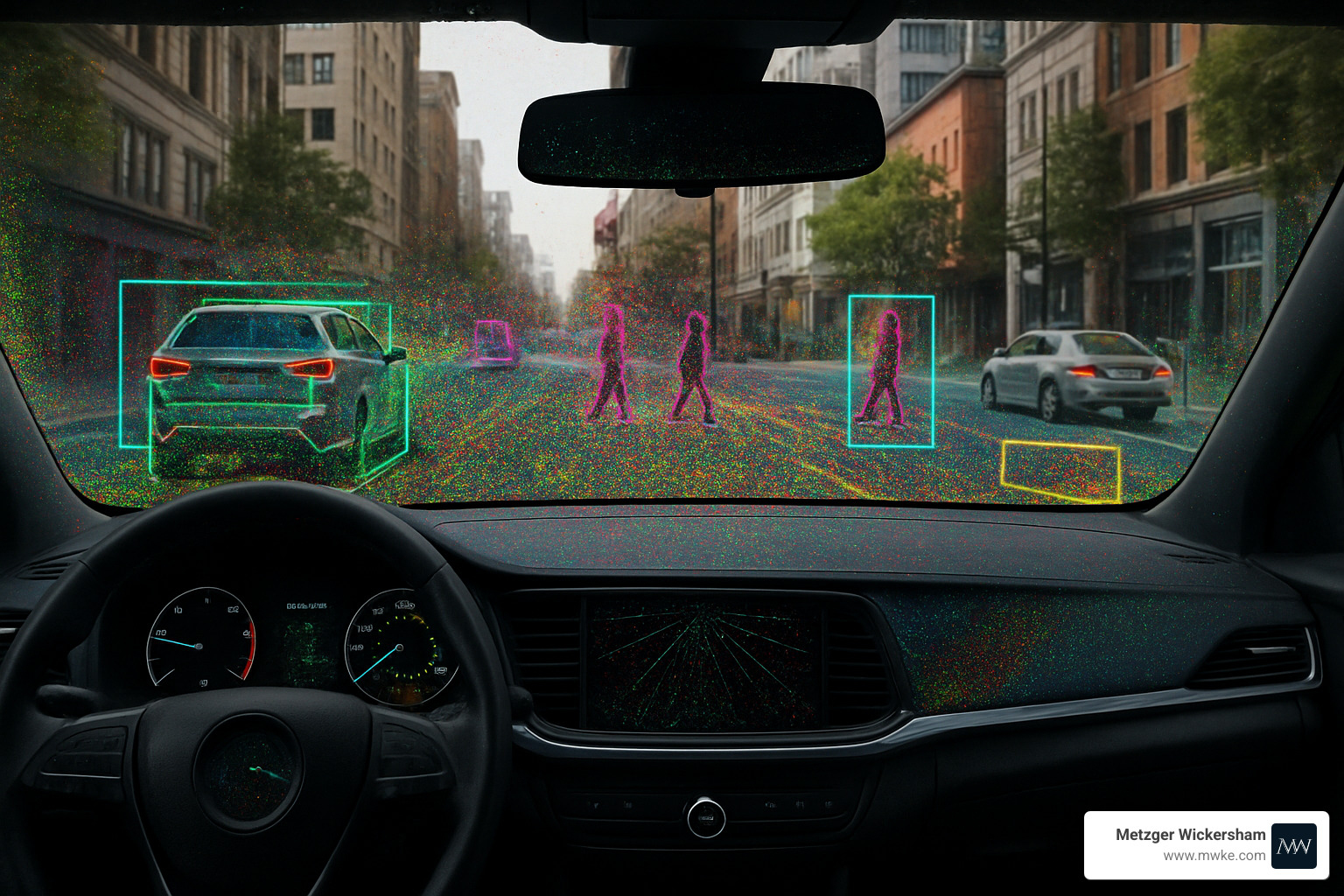 lidar sensor detection points showing autonomous vehicle perception - self driving car accident lawyer wilkes barre