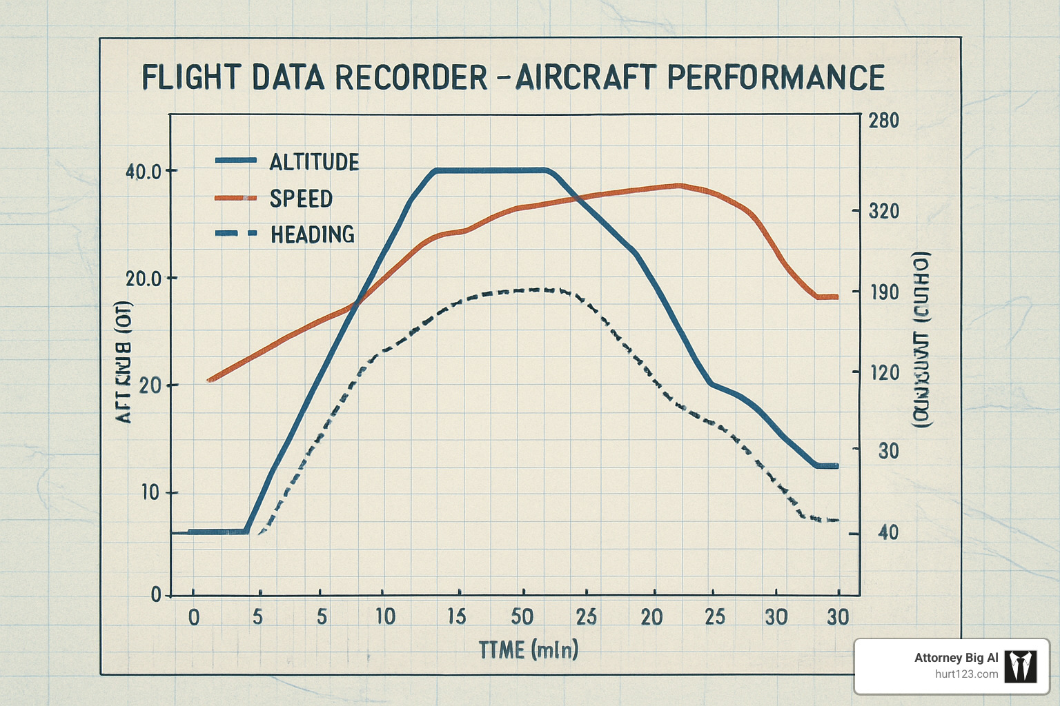 flight data recorder graph showing aircraft performance data - Florida aviation accident lawyer
