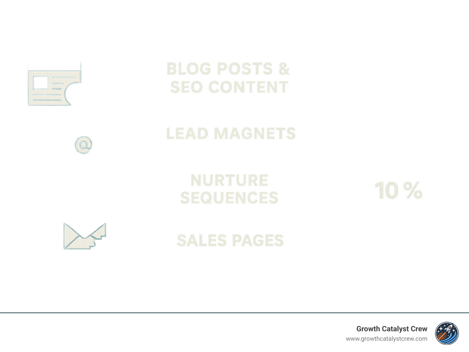 Comprehensive infographic displaying the content funnel strategy showing how blog posts and SEO content attract visitors, lead magnets capture email addresses, nurture sequences build trust, and sales pages convert prospects into customers with specific conversion percentages at each stage - lead generation seo company infographic