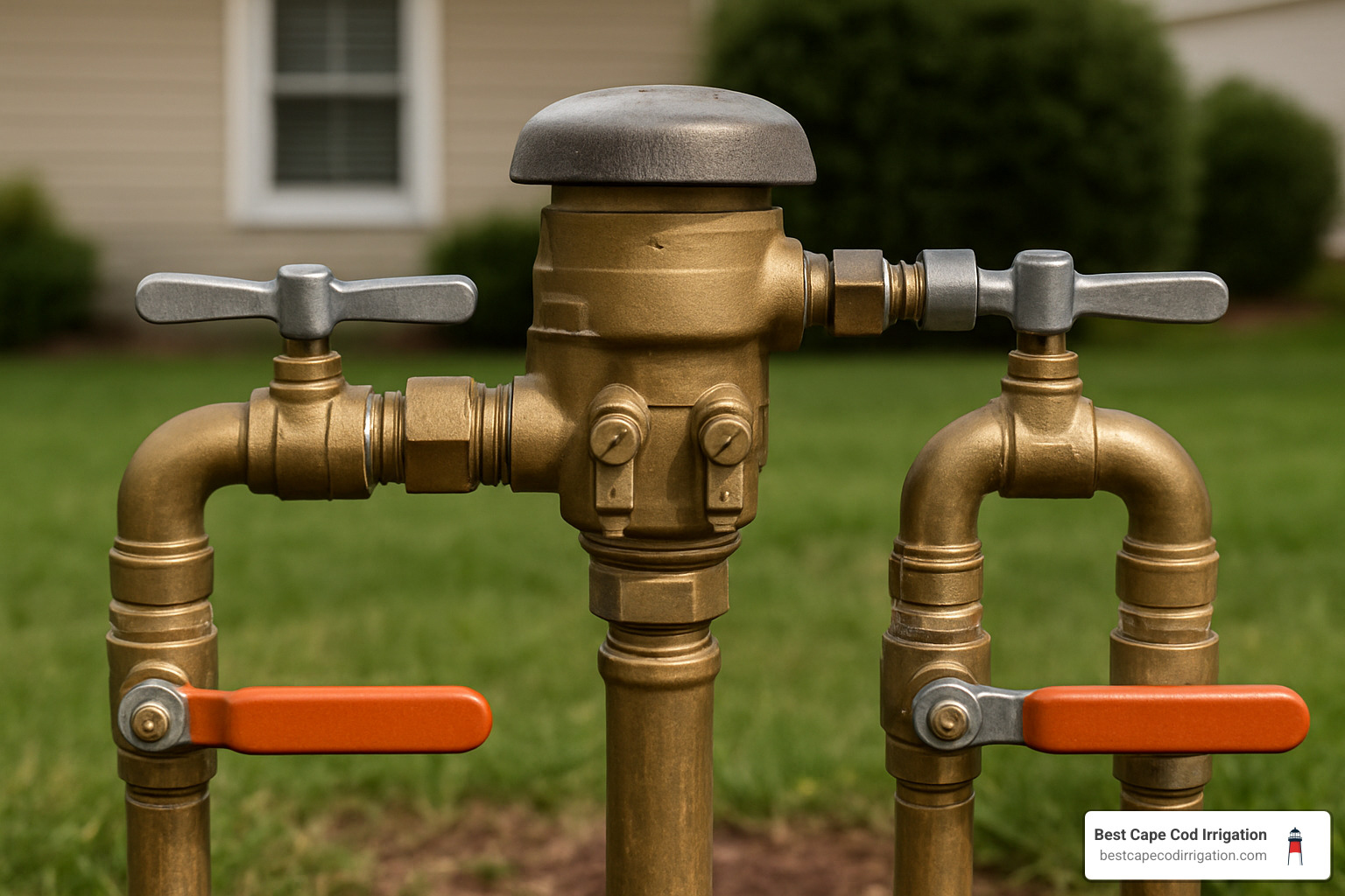 backflow preventer device inspection showing proper valve positions - sprinkler system startup