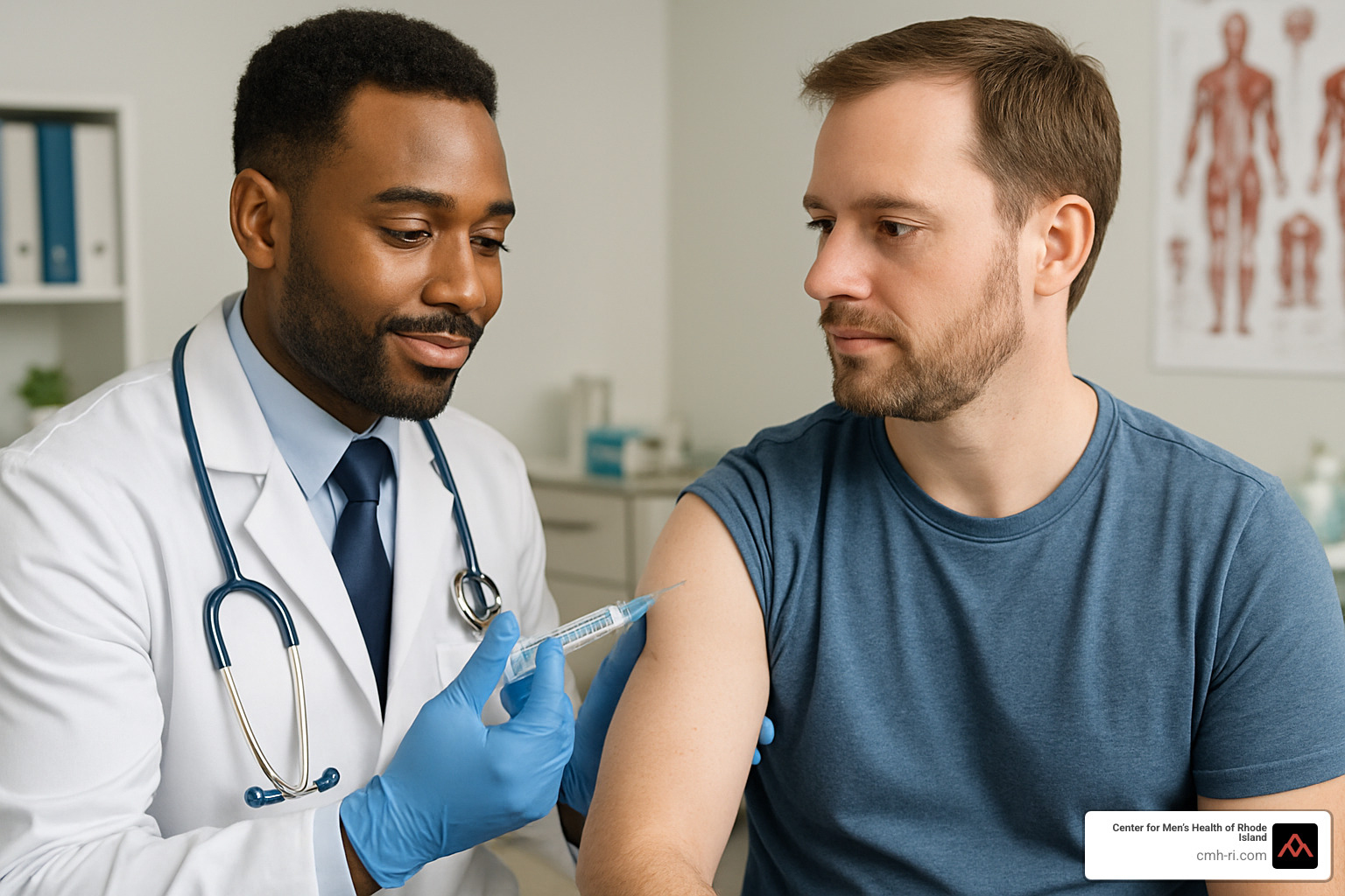 testosterone injection being administered by healthcare provider - trt doctor near me