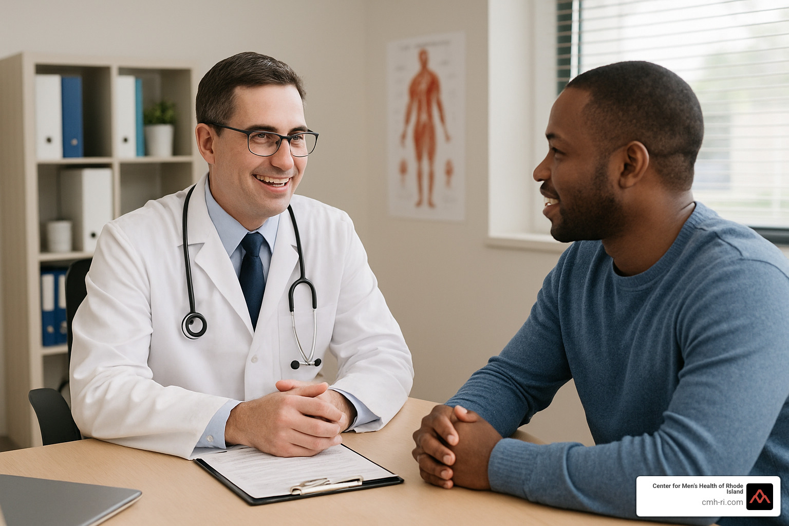 medical consultation showing doctor and patient discussing treatment options - trt doctor near me