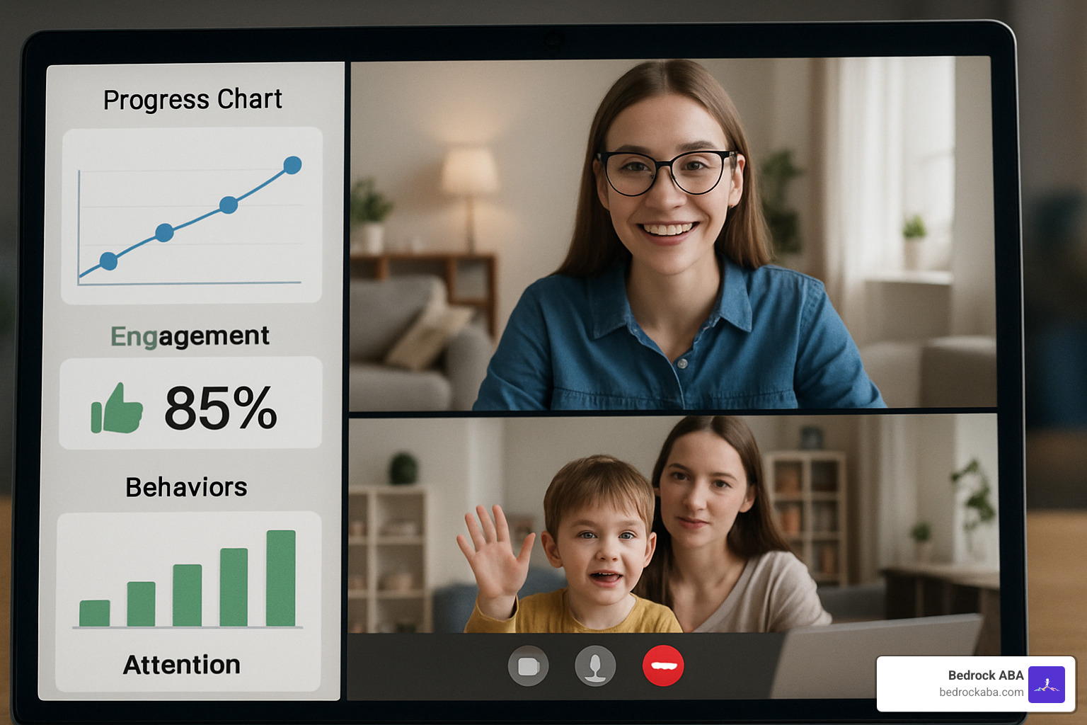 Virtual session data showing client progress metrics and engagement levels - remote rbt jobs