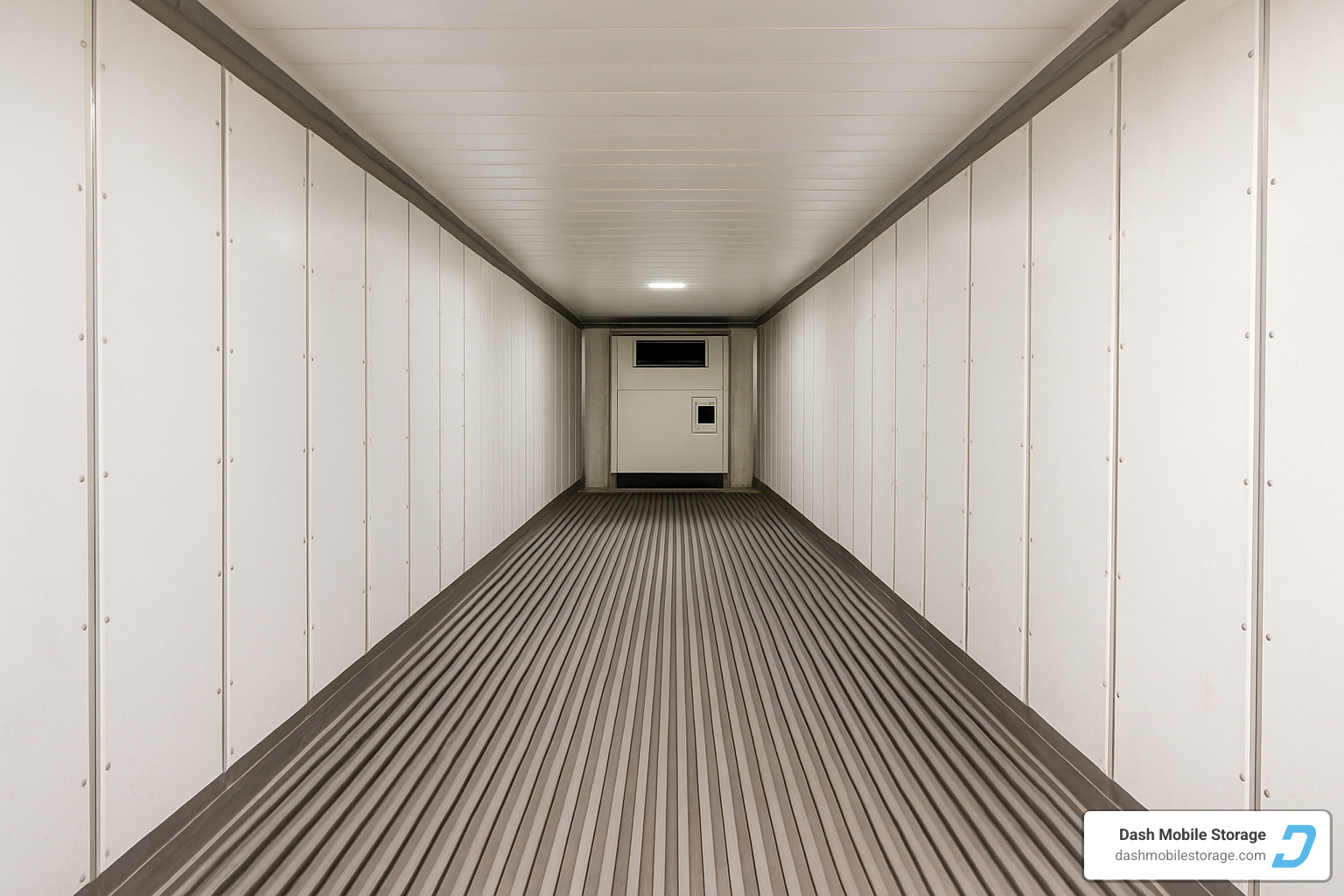 Interior view of a refrigerated container unit showing temperature controls and insulation - 40 foot storage containers