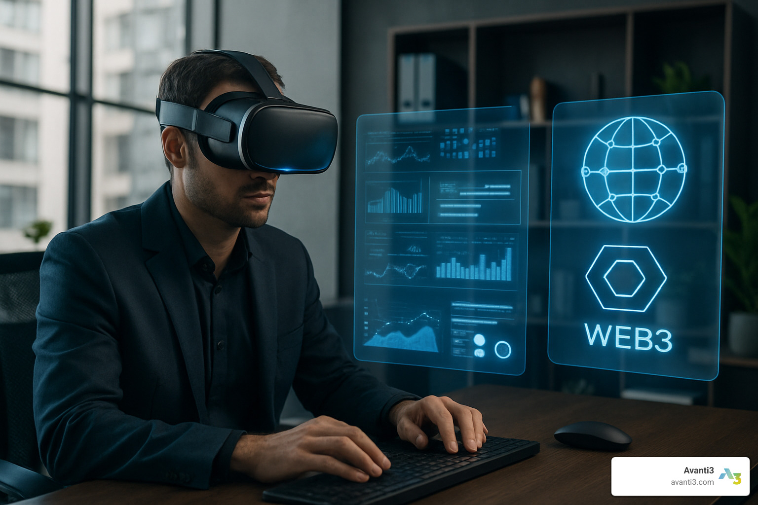 Advanced VR setup showing AI integration and Web3 connectivity - virtual reality solutions