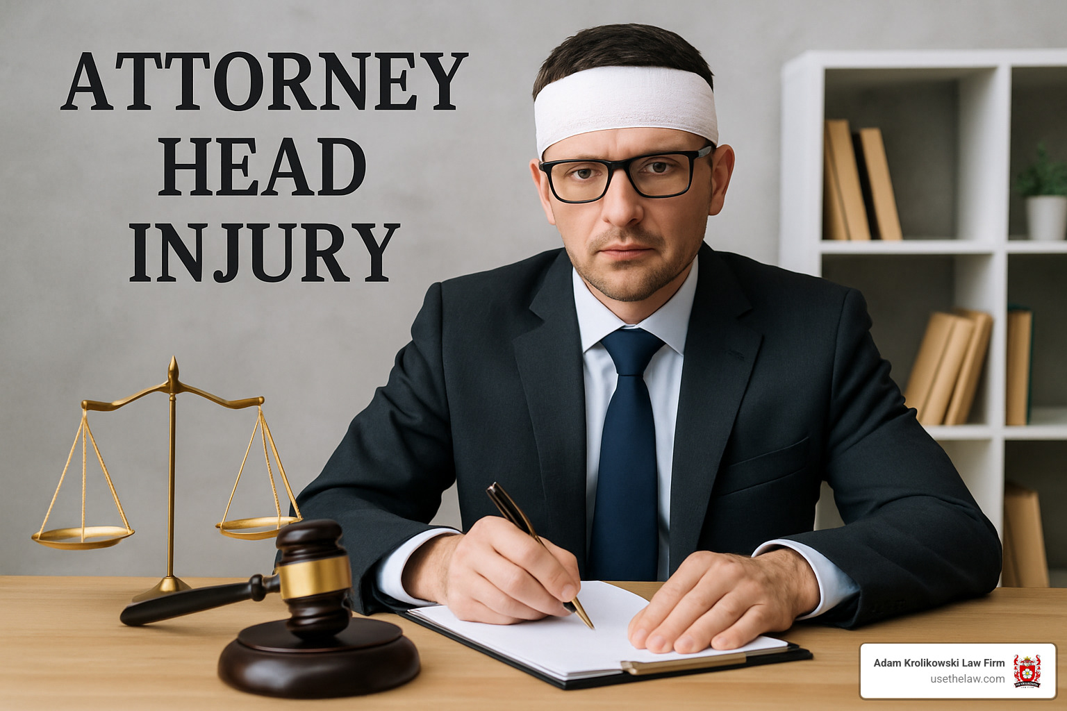 Lawyer reviewing helmet camera footage as evidence - attorney head injury