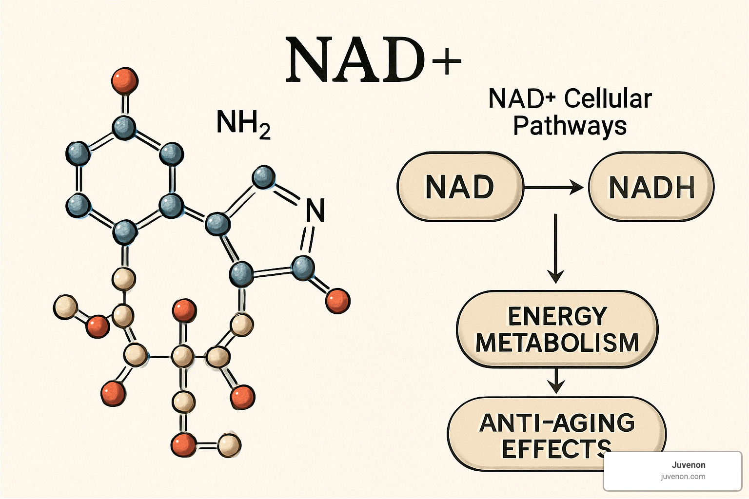 NAD+ molecule structure and cellular pathways - what does nad iv therapy do