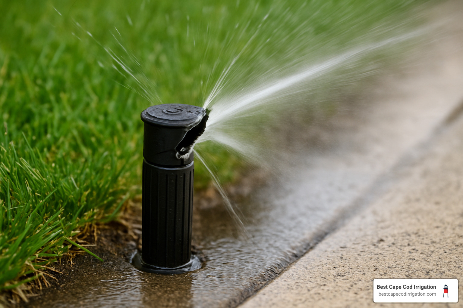 damaged sprinkler head with water spraying in wrong direction - Automatic sprinkler system repair