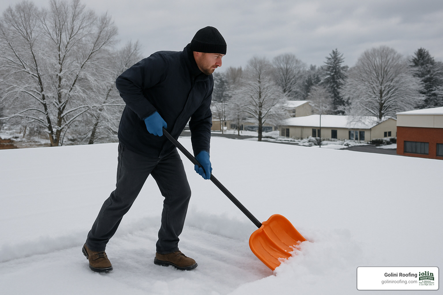 roof snow removal on flat roof - flat roofing lynnfield ma