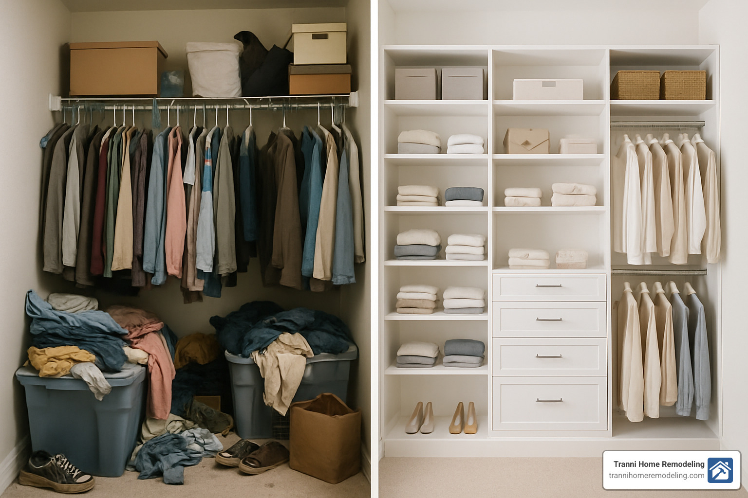 before and after closet remodel change - closet remodel contractors