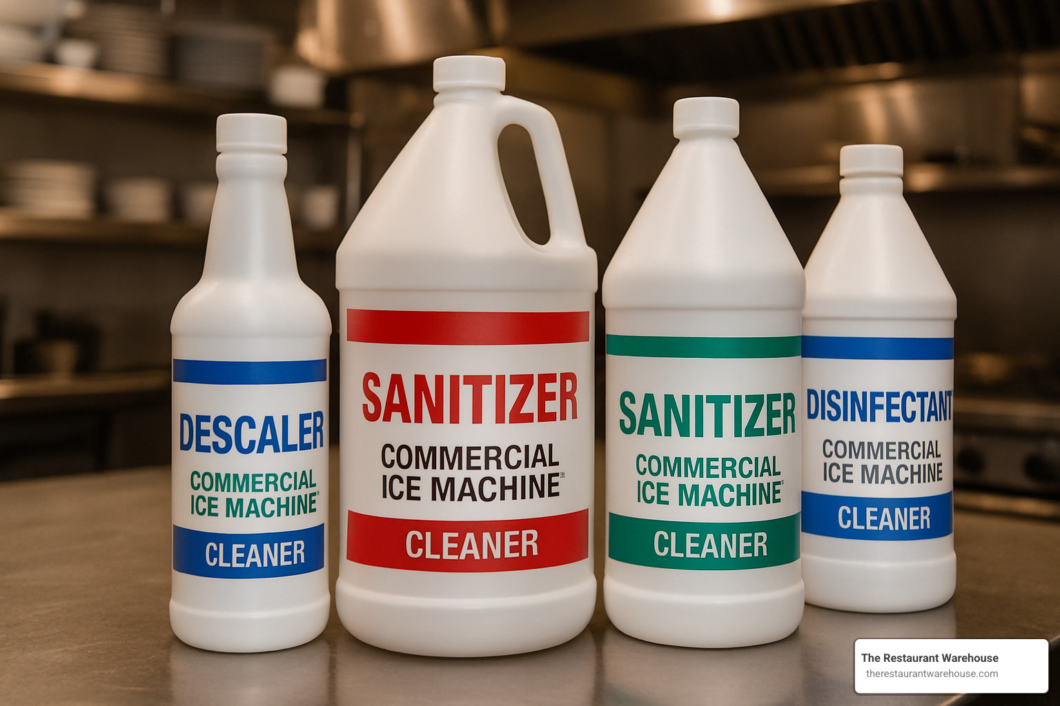 lineup of ice machine cleaning products - ice machine cleaning