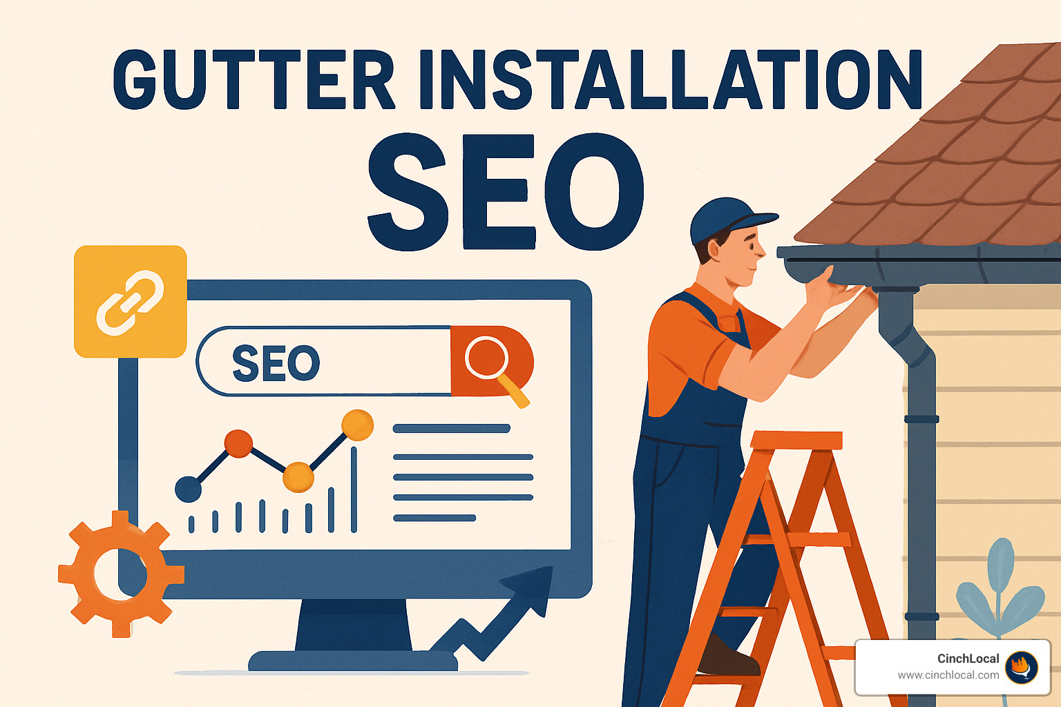 homeowner searching for gutter services on laptop - gutter installation seo
