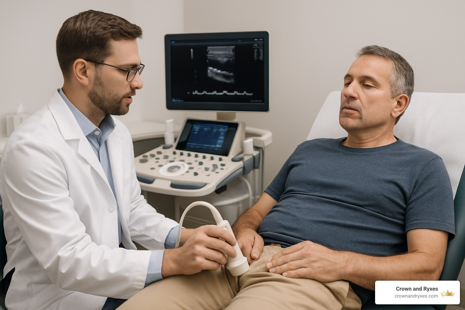 Clinician using ultrasound for ED diagnosis - ed treatment the villages