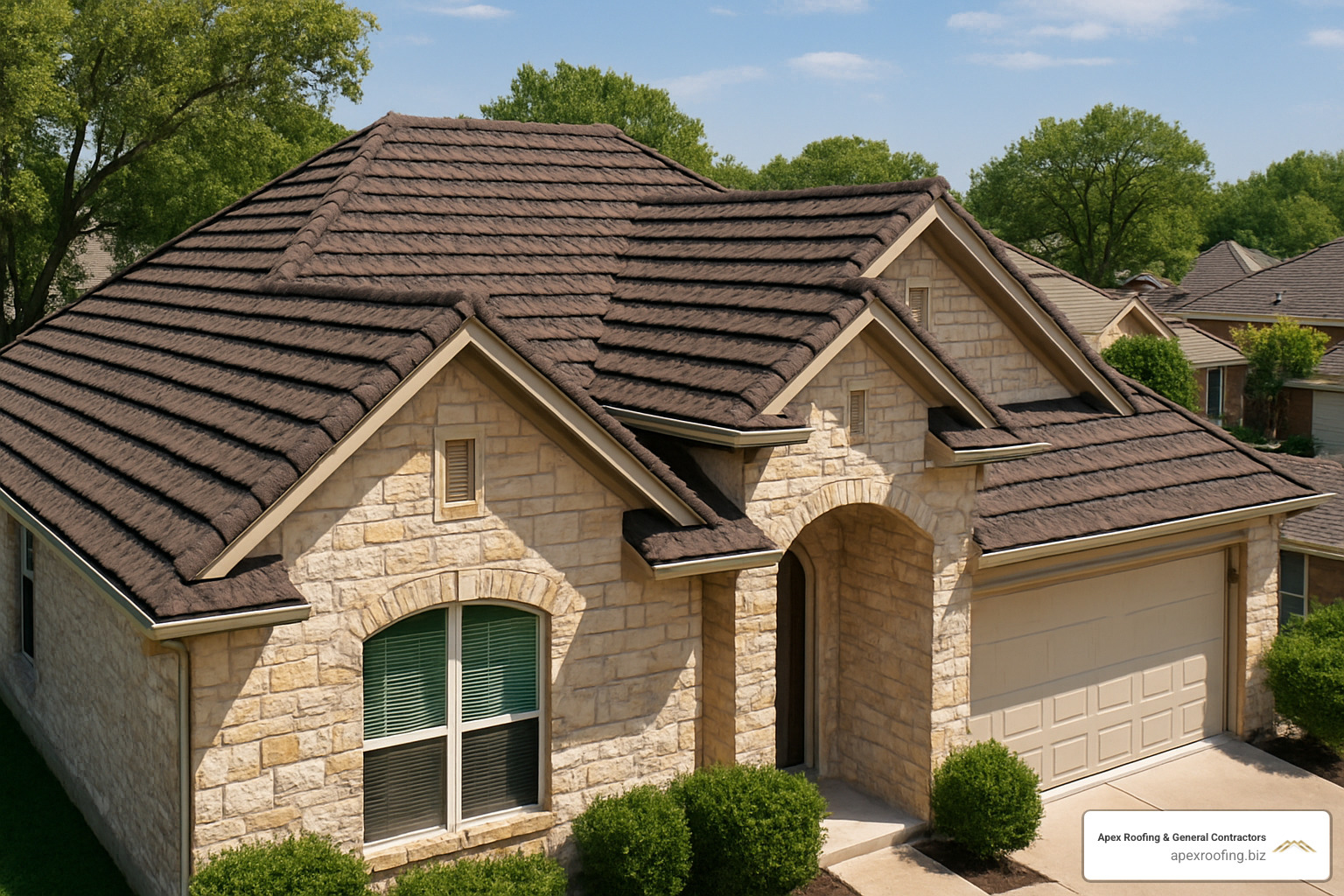 stone coated steel shake roof in San Antonio neighborhood - metal roofers san antonio texas
