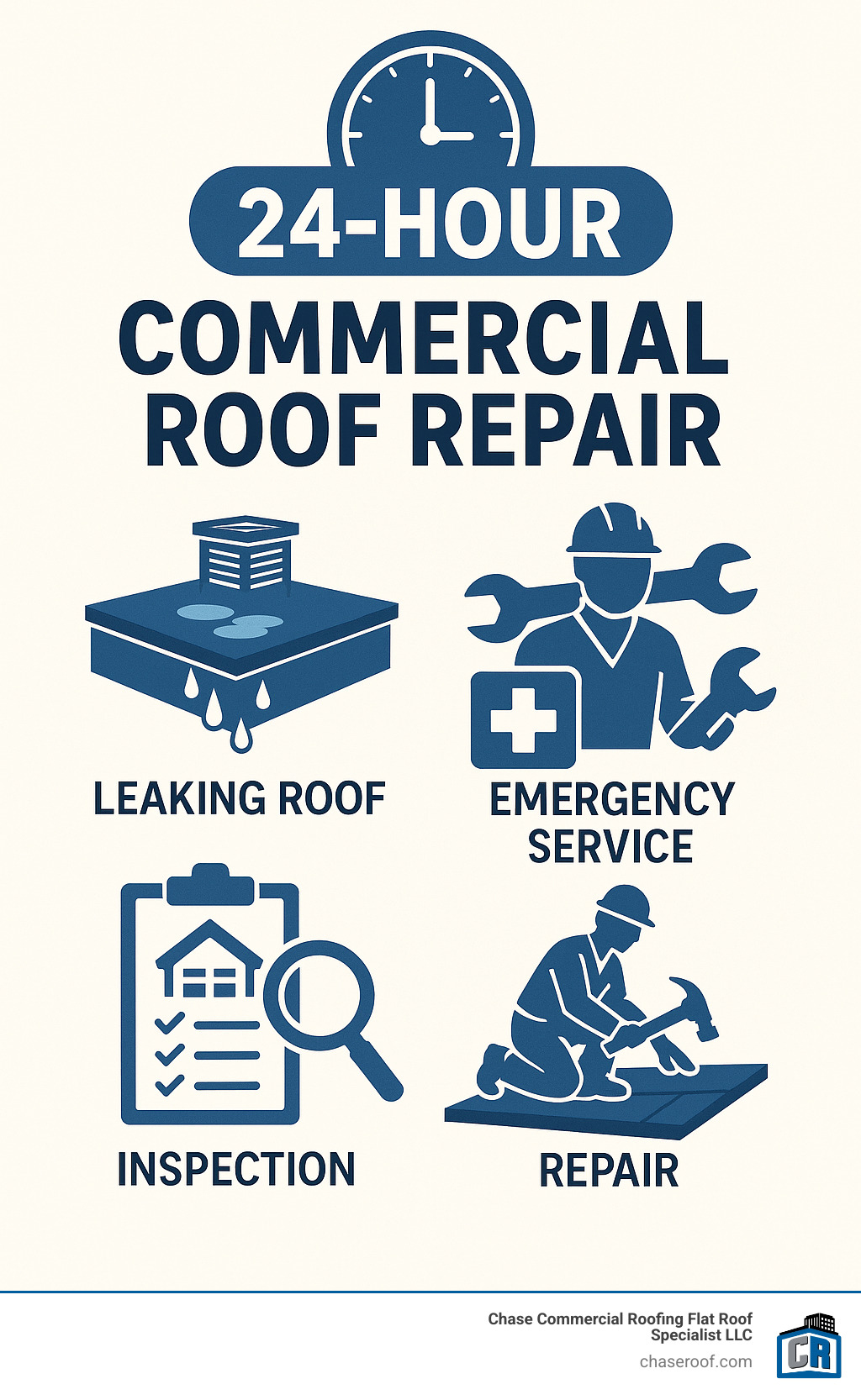 24 hour commercial roof repair info graphic - commercial roof repair services infographic