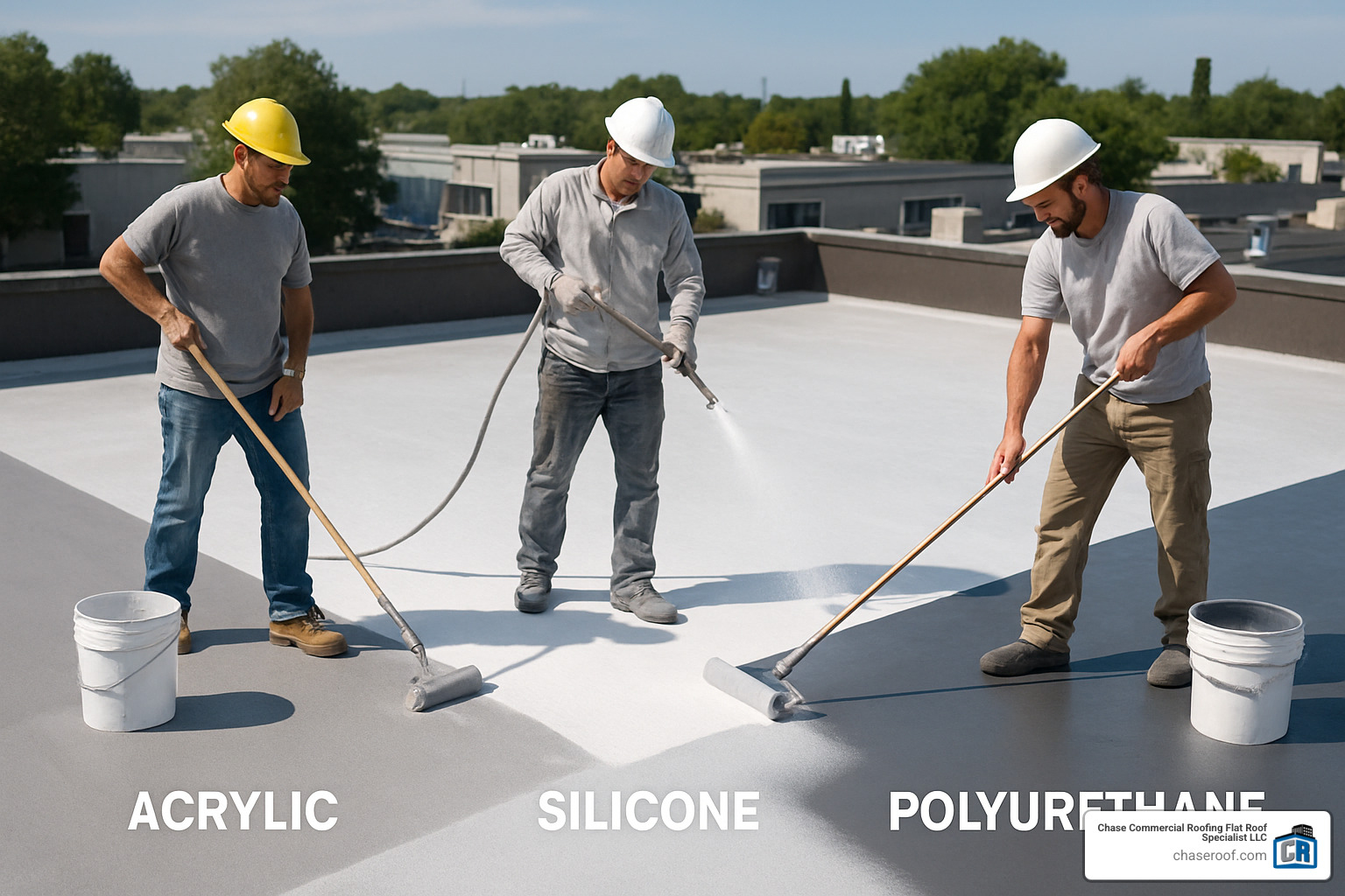 different types of roof coatings being applied - roof coatings