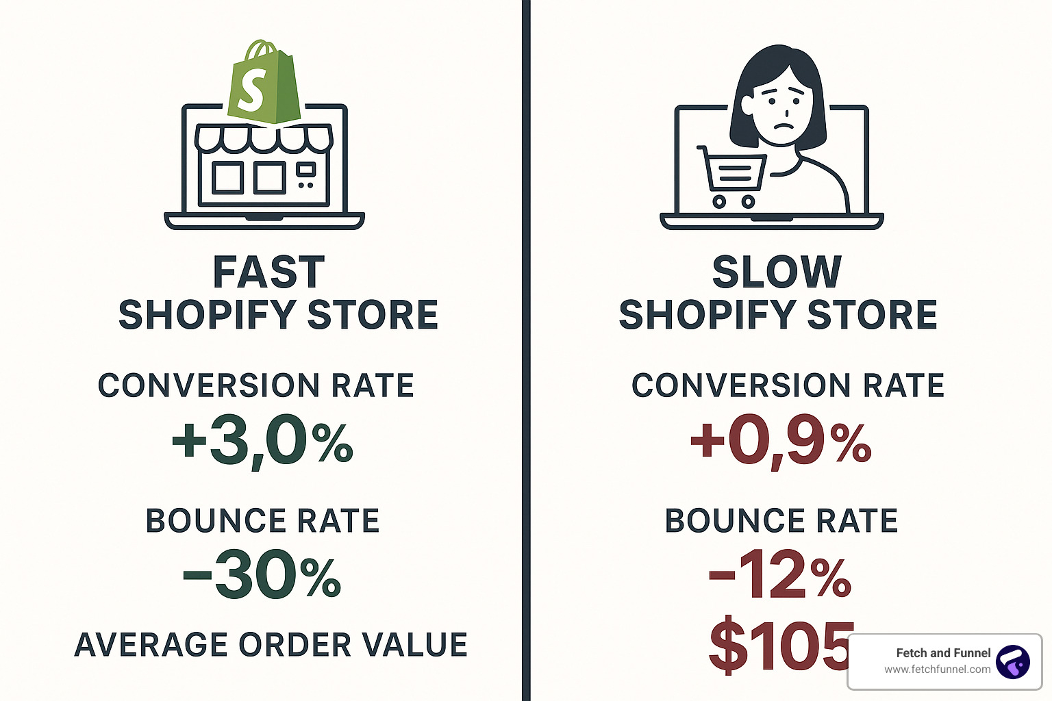 comparison of fast vs slow shopify store performance metrics - optimize shopify theme