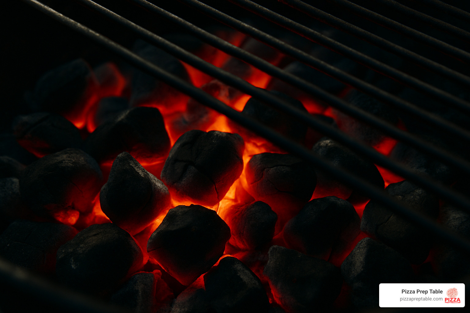 glowing charcoal bed in grill - char broiler a gas