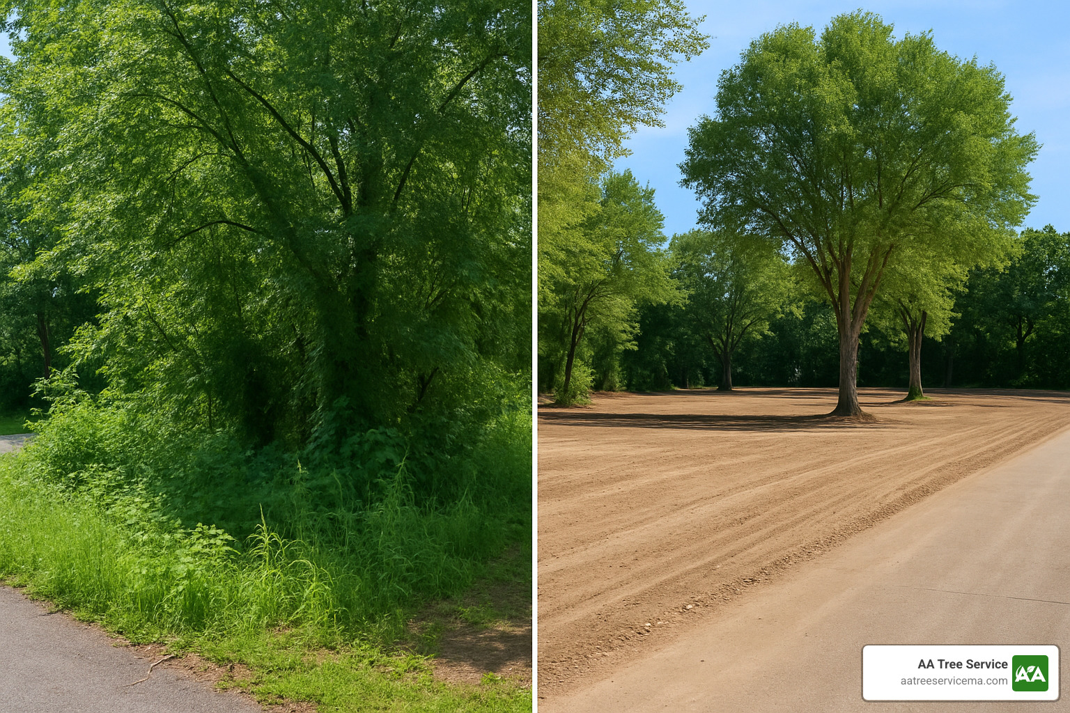before and after land clearing project - clearing company near me